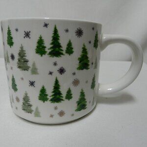 Elum Home Christmas Pine Tree Forest ceramic mug cup 15 oz Holidays Snowflakes